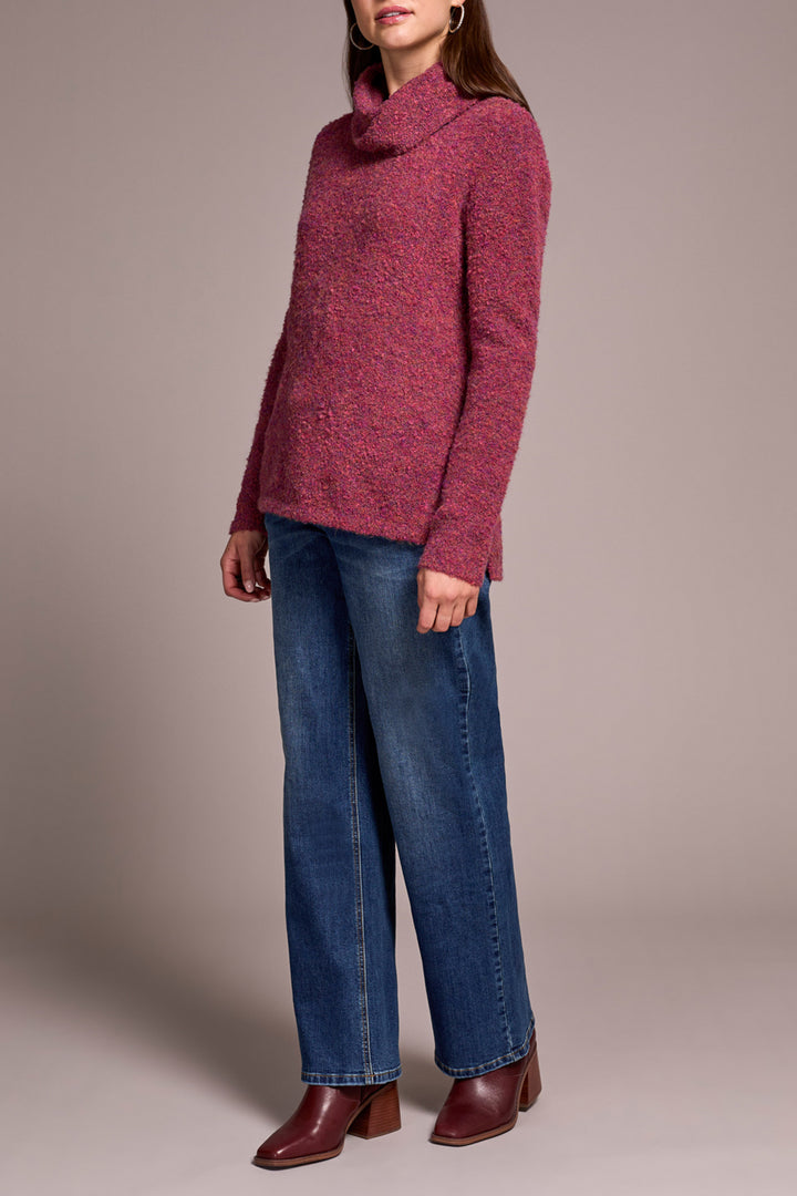 Tribal Cowl Neck Sweater with Side Slits