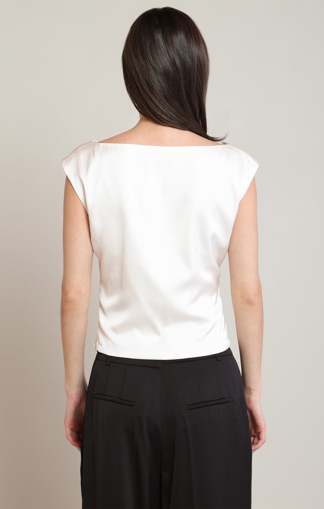 Black Tape Draped Satin Top