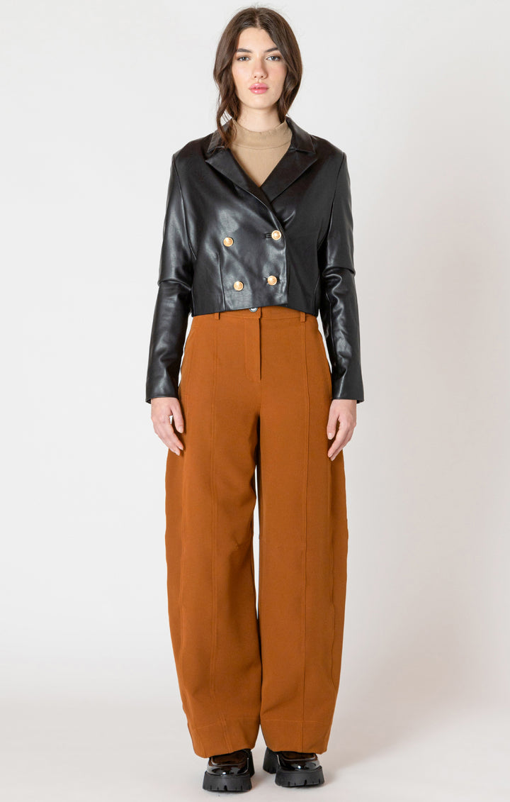 Black Tape Faux Leather Cropped Jacket