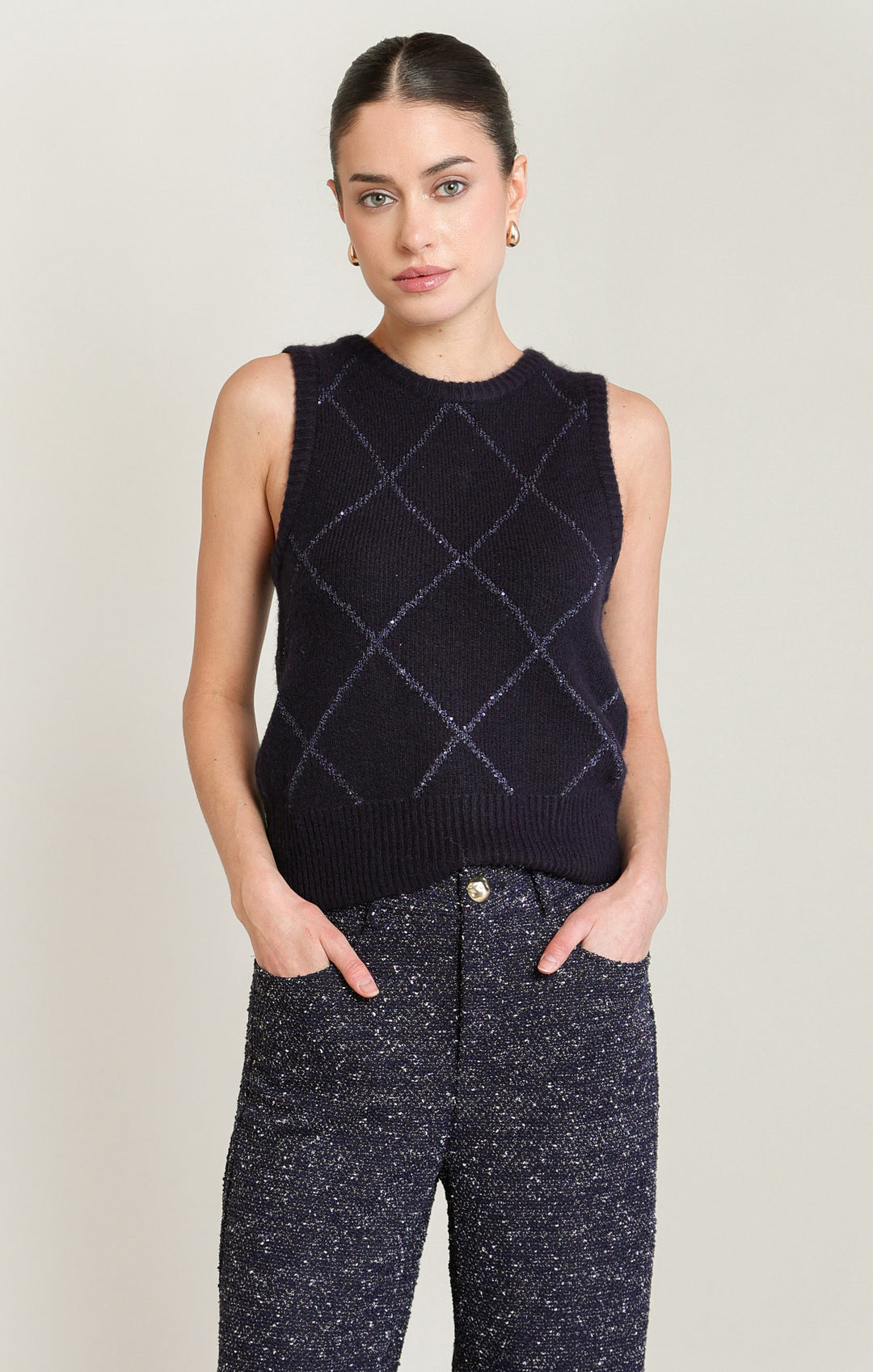 Black Tape Sequin Sweater Vest