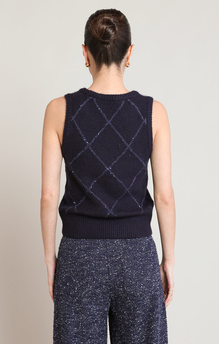 Black Tape Sequin Sweater Vest