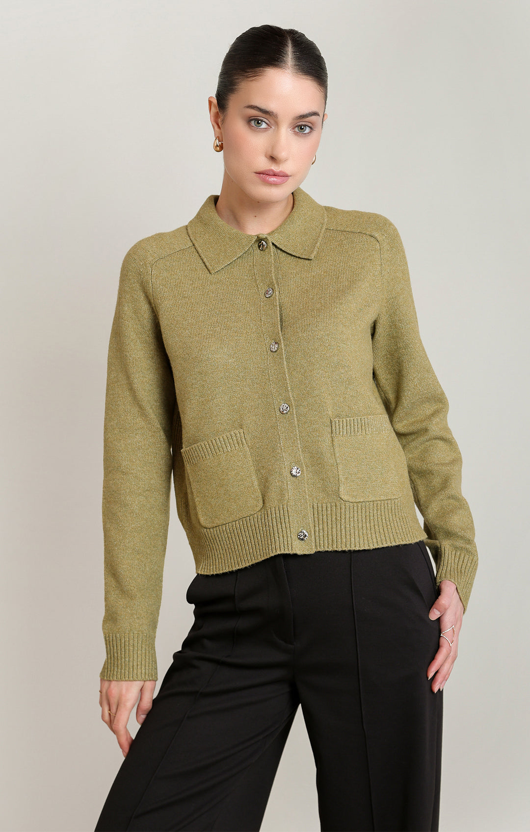 Black Tape Collared Cardigan