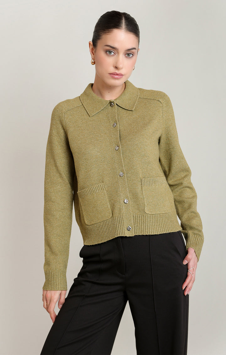 Black Tape Collared Cardigan