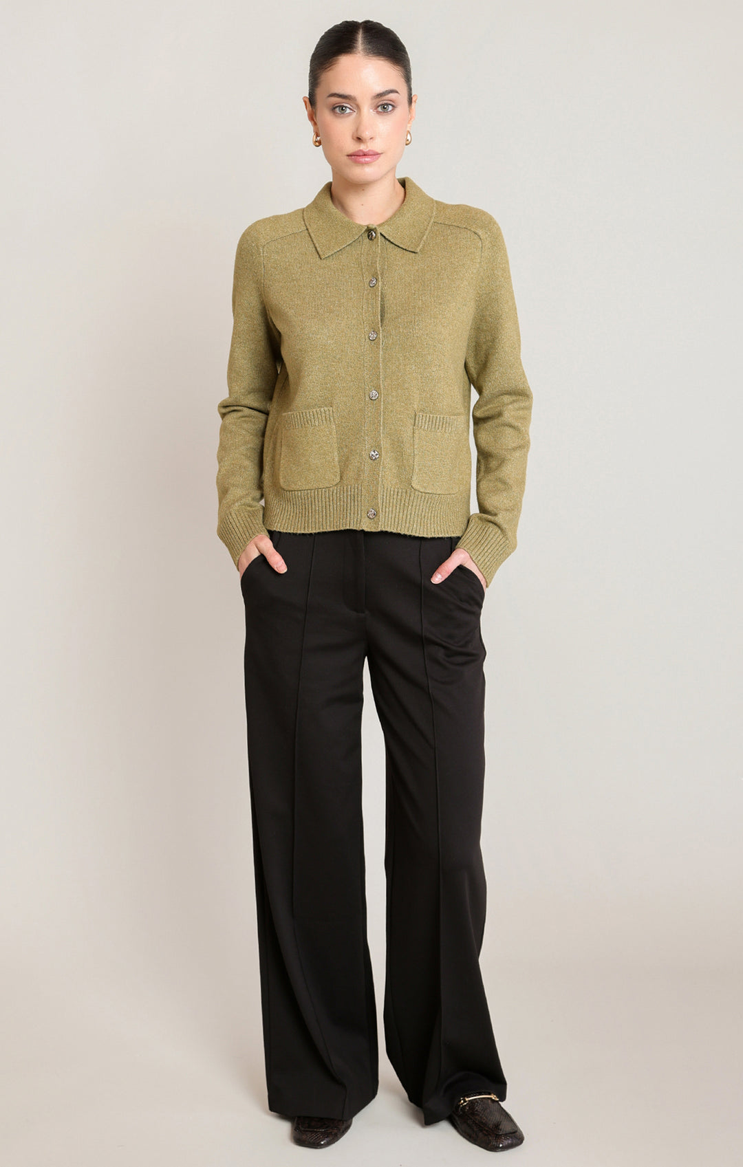 Black Tape Collared Cardigan