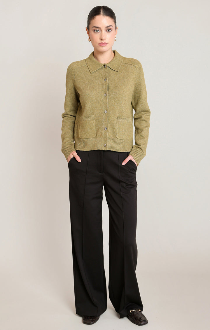 Black Tape Collared Cardigan