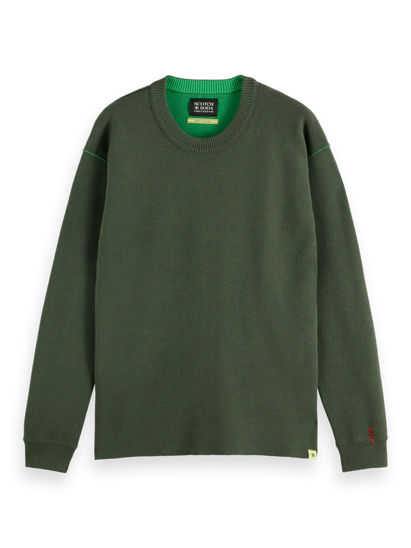 Scotch & Soda Merino Double Face Dropped Shoulder Crewneck