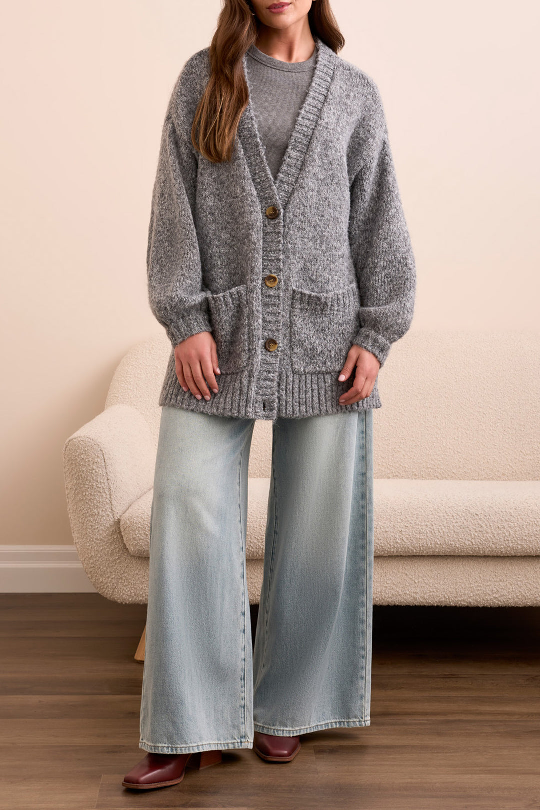 Tribal Oversized Puff Sleeve Sweater Cardigan