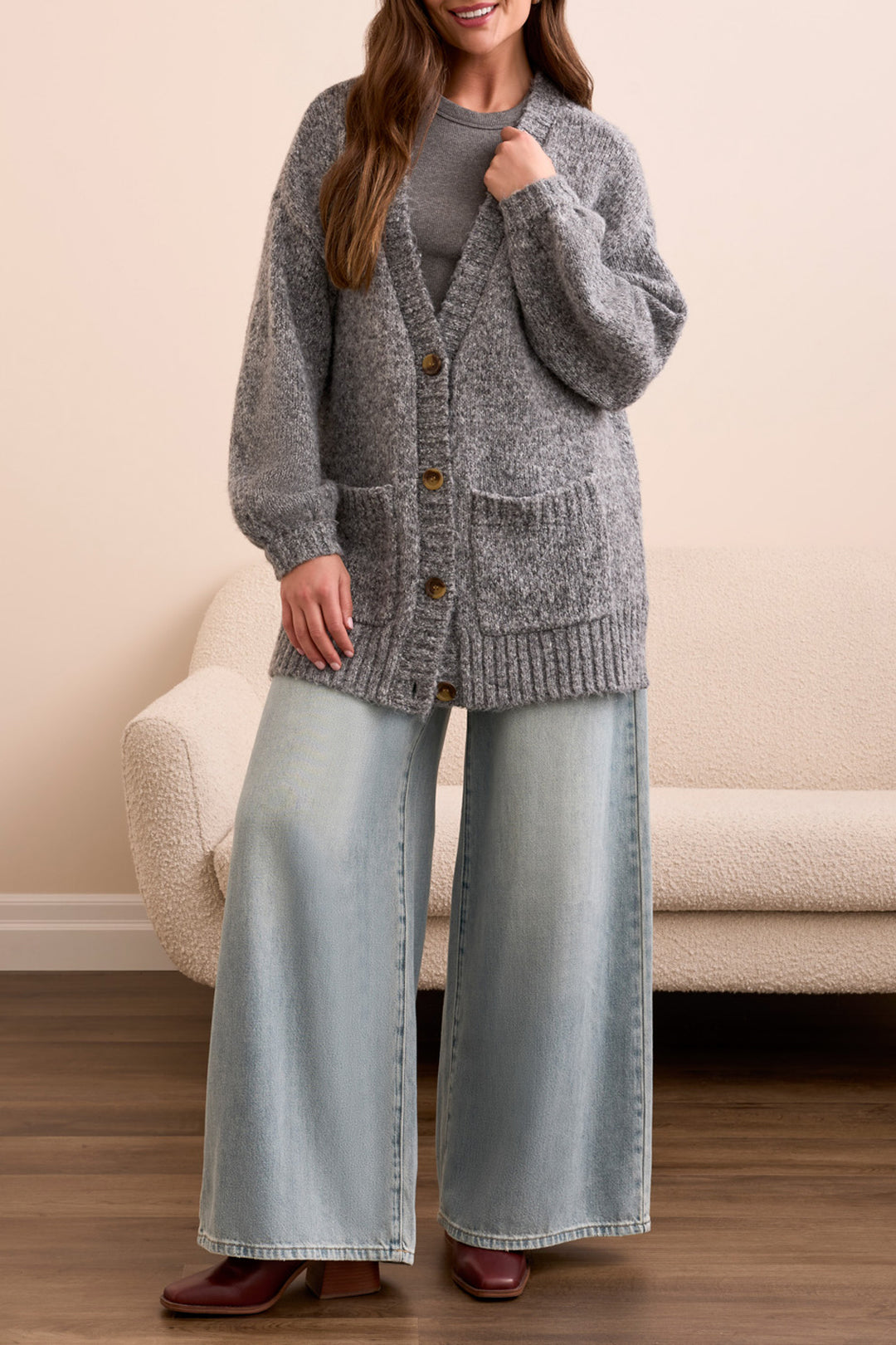 Tribal Oversized Puff Sleeve Sweater Cardigan