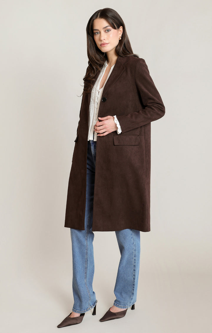 Black Tape Suede Coat