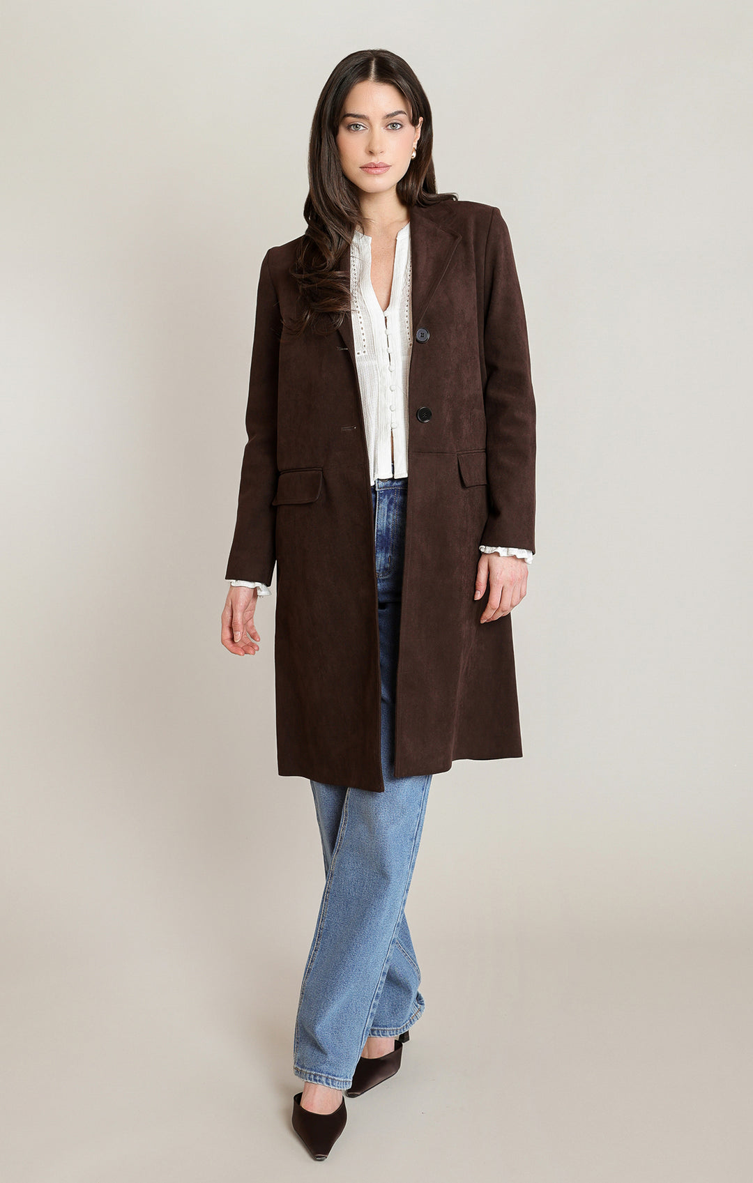Black Tape Suede Coat