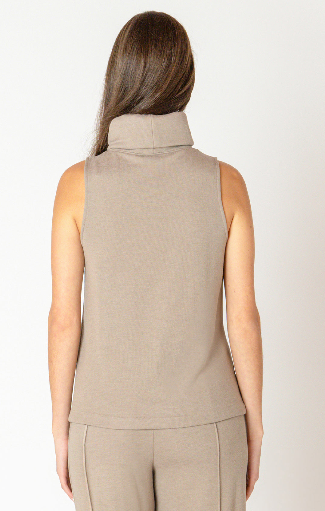 Black Tape Rolled Neck Seamed Top
