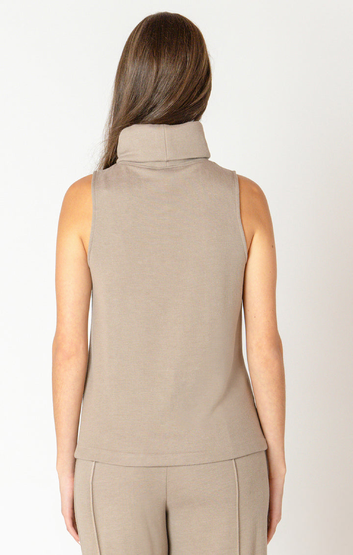 Black Tape Rolled Neck Seamed Top