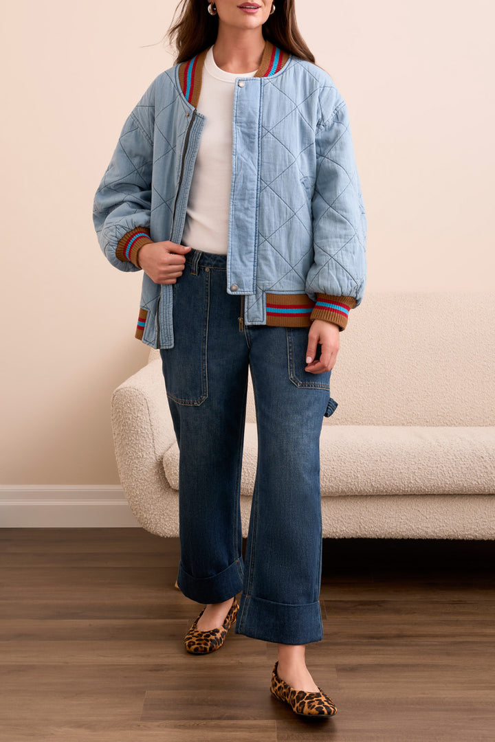 Tribal Quilted Bomber Jacket