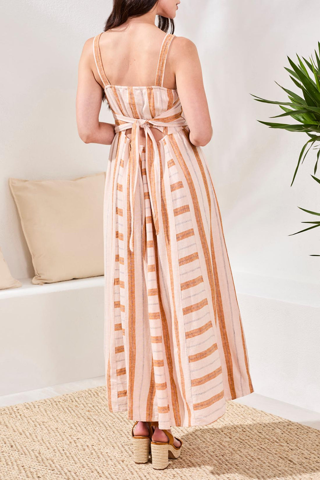 Tribal Maxi Dress with Tie Back Sash