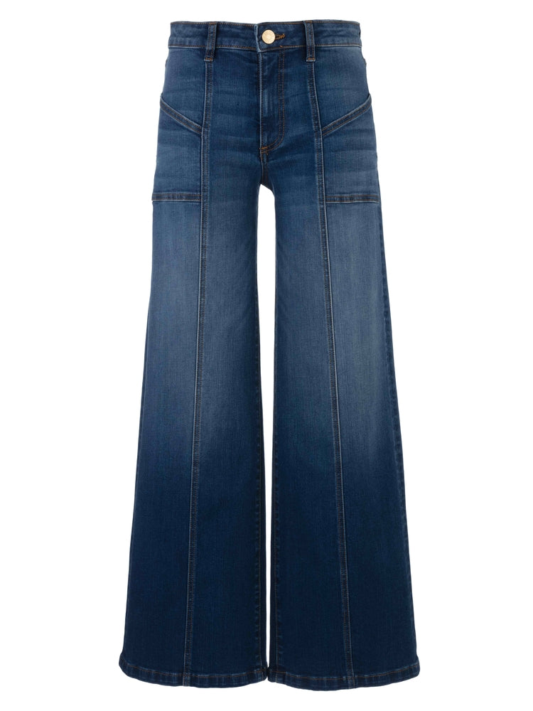Kut High Rise Wide Front Seam Patch Front Pocket Jean