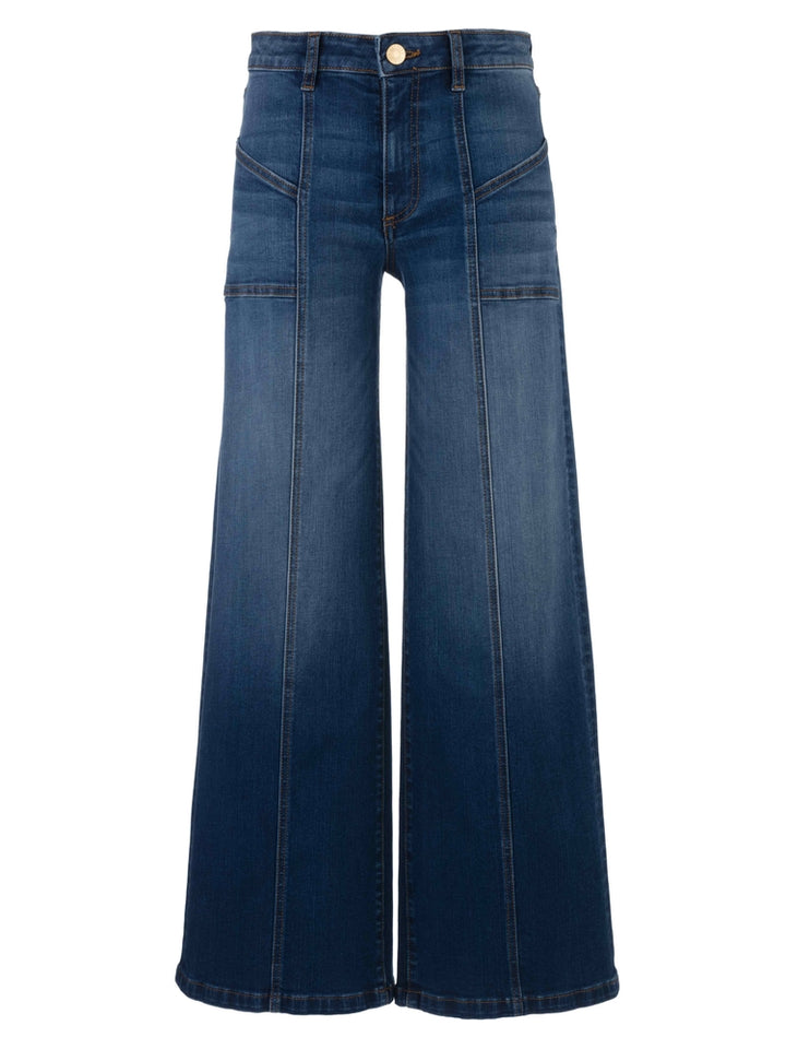 Kut High Rise Wide Front Seam Patch Front Pocket Jean