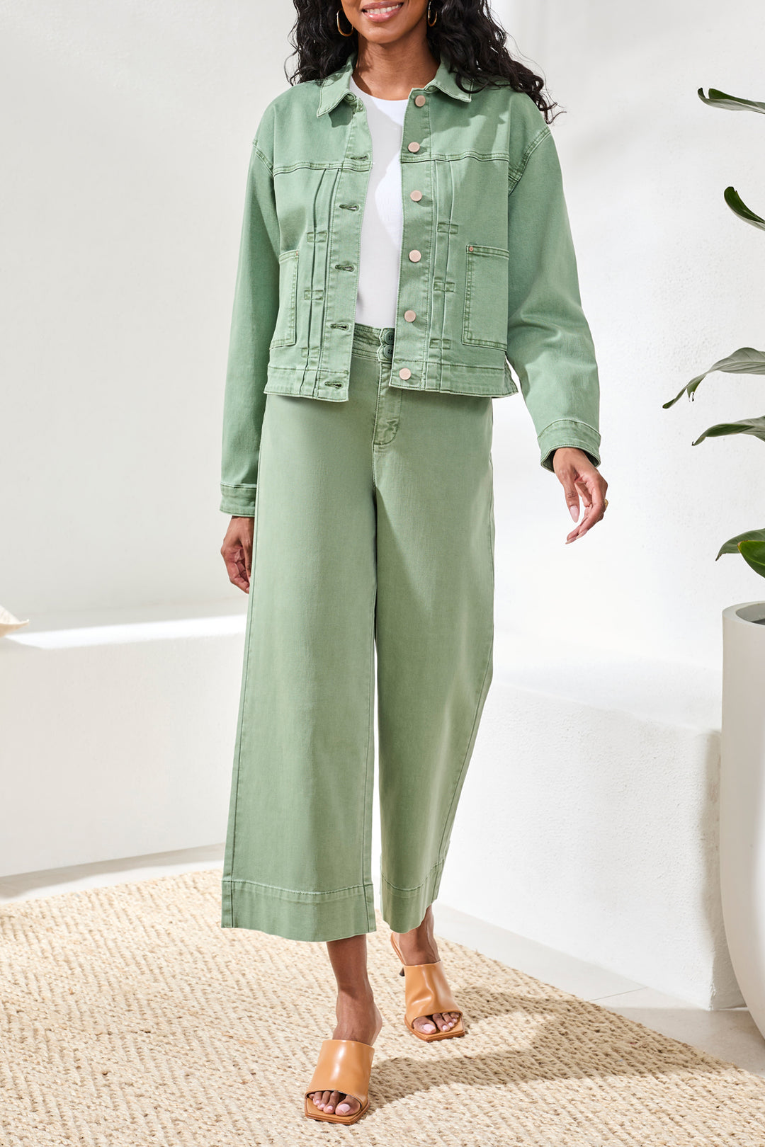 Tribal Button Front Jacket with Back Pleats