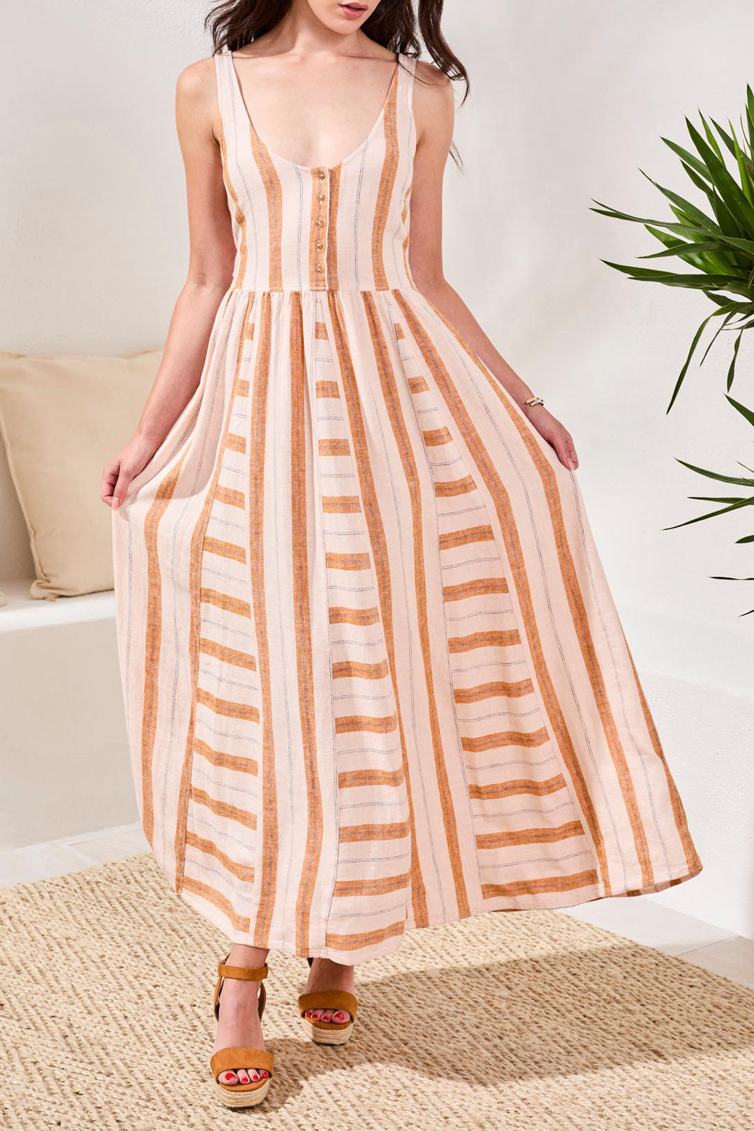 Tribal Maxi Dress with Tie Back Sash