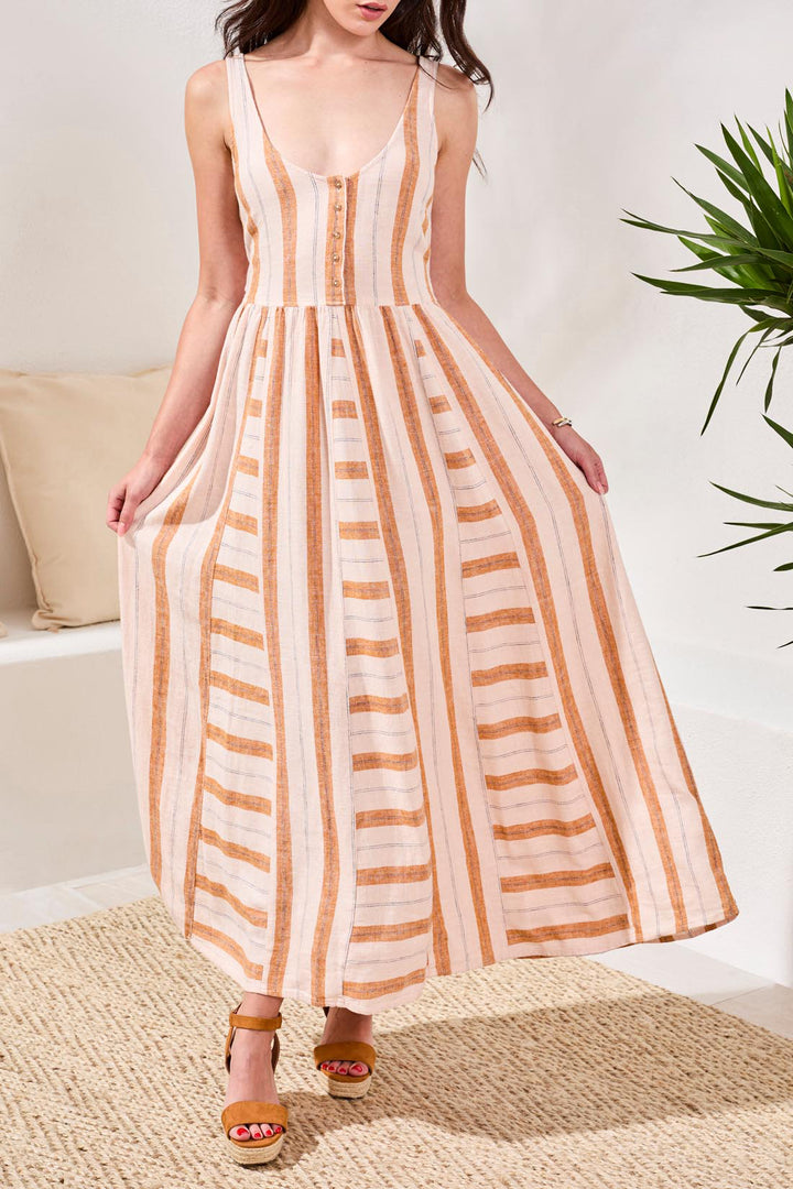 Tribal Maxi Dress with Tie Back Sash