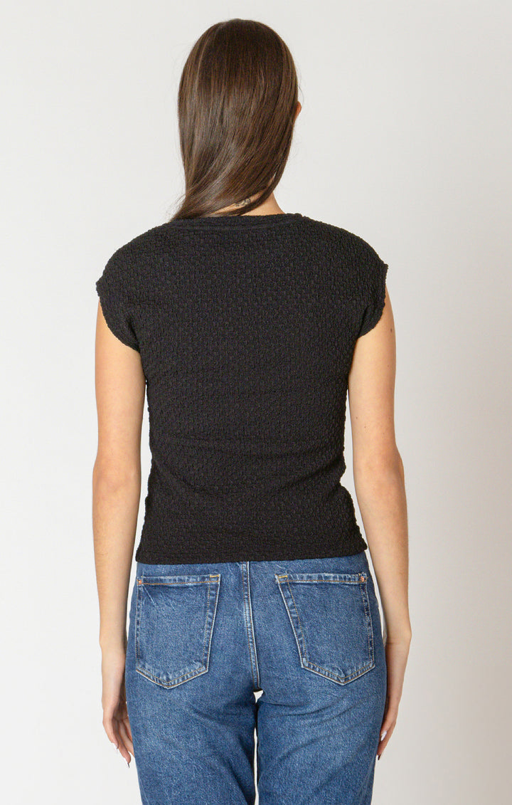 Black Tape Drop Shoulder Textured Top