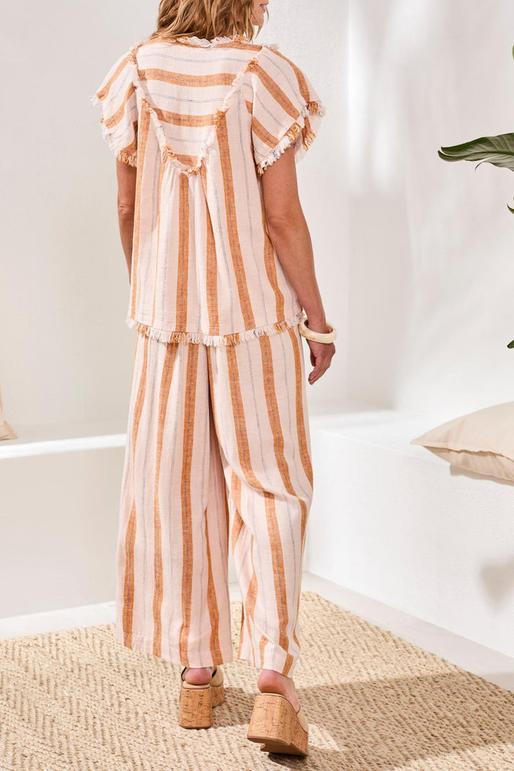 Tribal Short Sleeve Blouse with Smocking