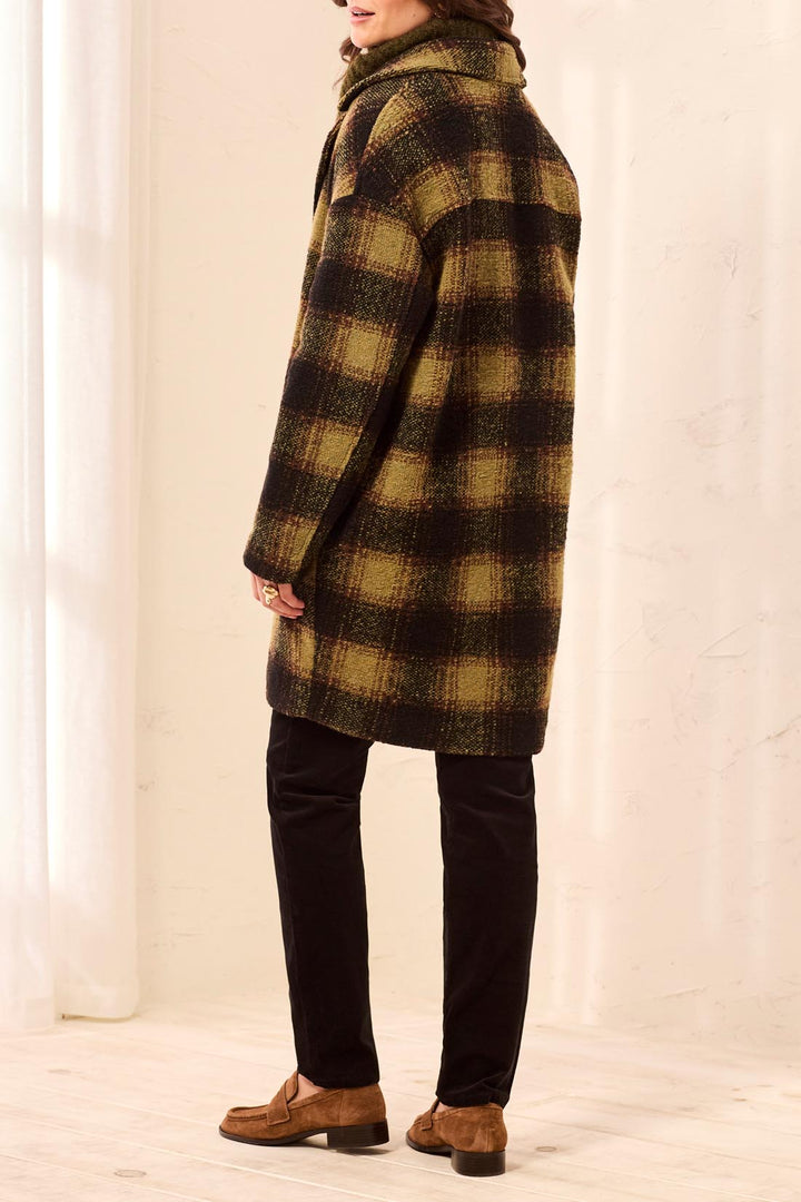 Tribal Lined Cocoon Plaid Coat