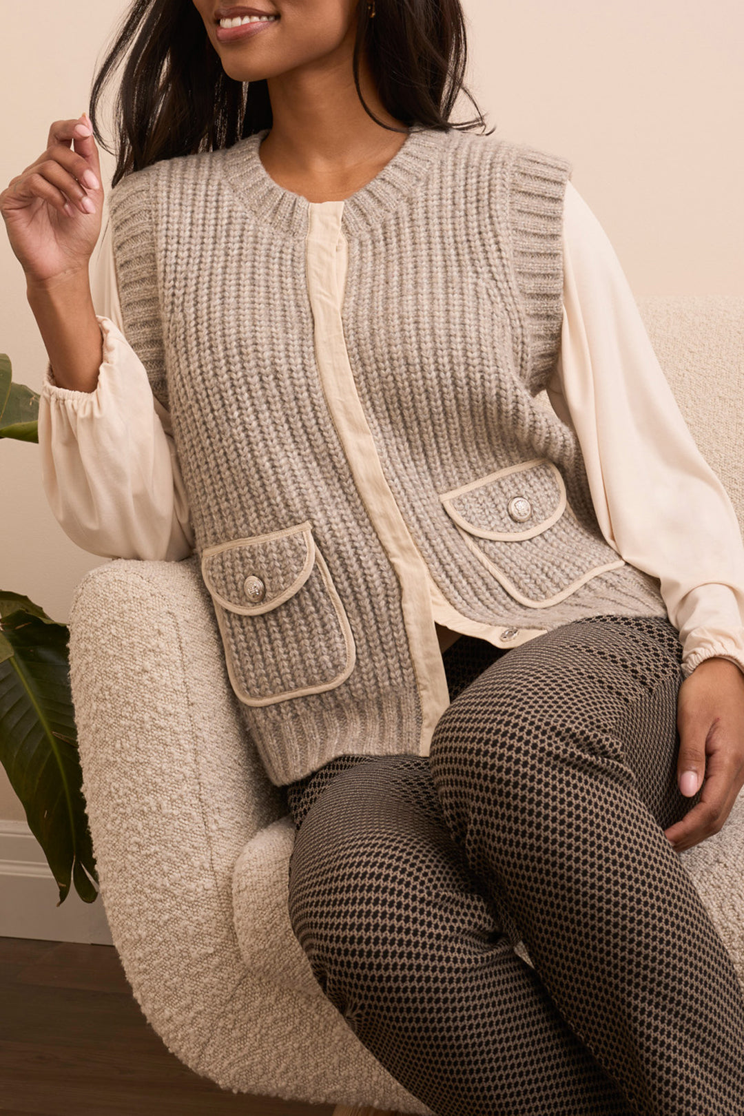 Tribal Sleeveless Vest with Pockets