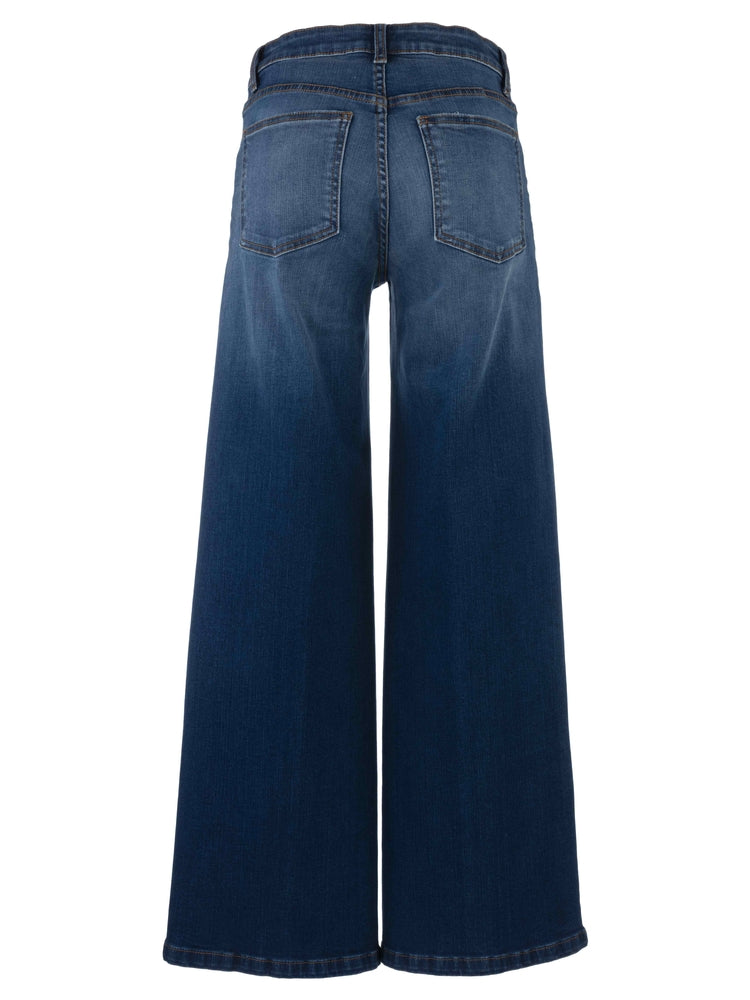 Kut High Rise Wide Front Seam Patch Front Pocket Jean