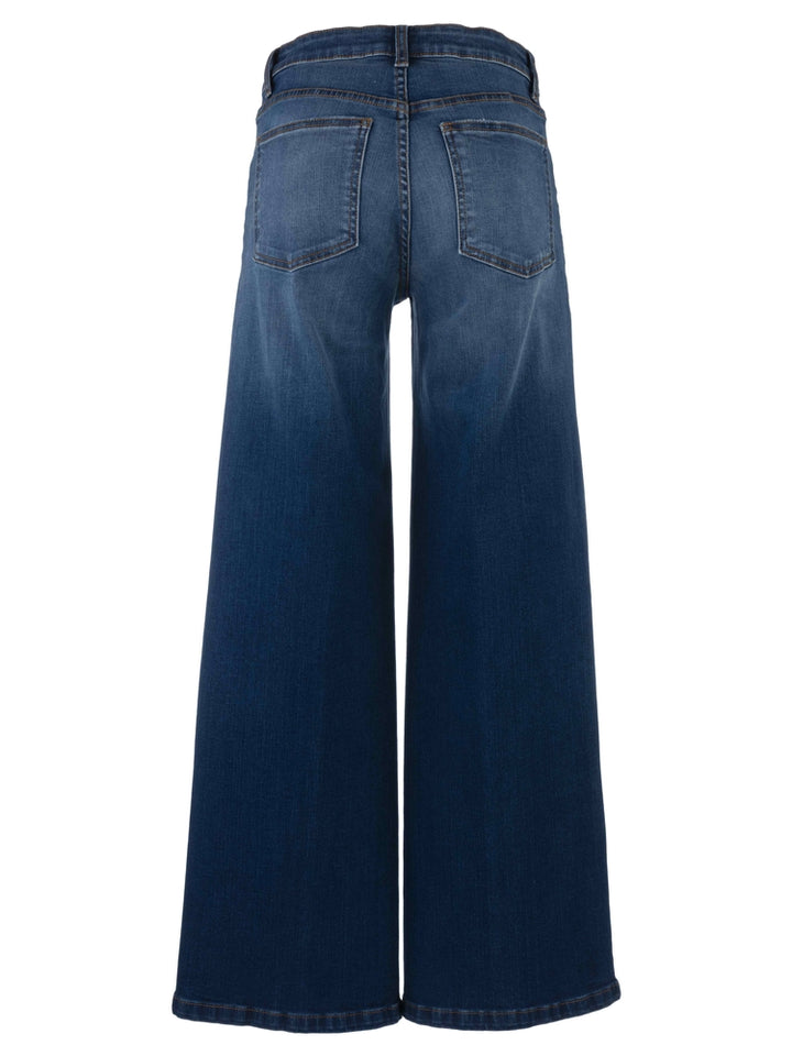 Kut High Rise Wide Front Seam Patch Front Pocket Jean