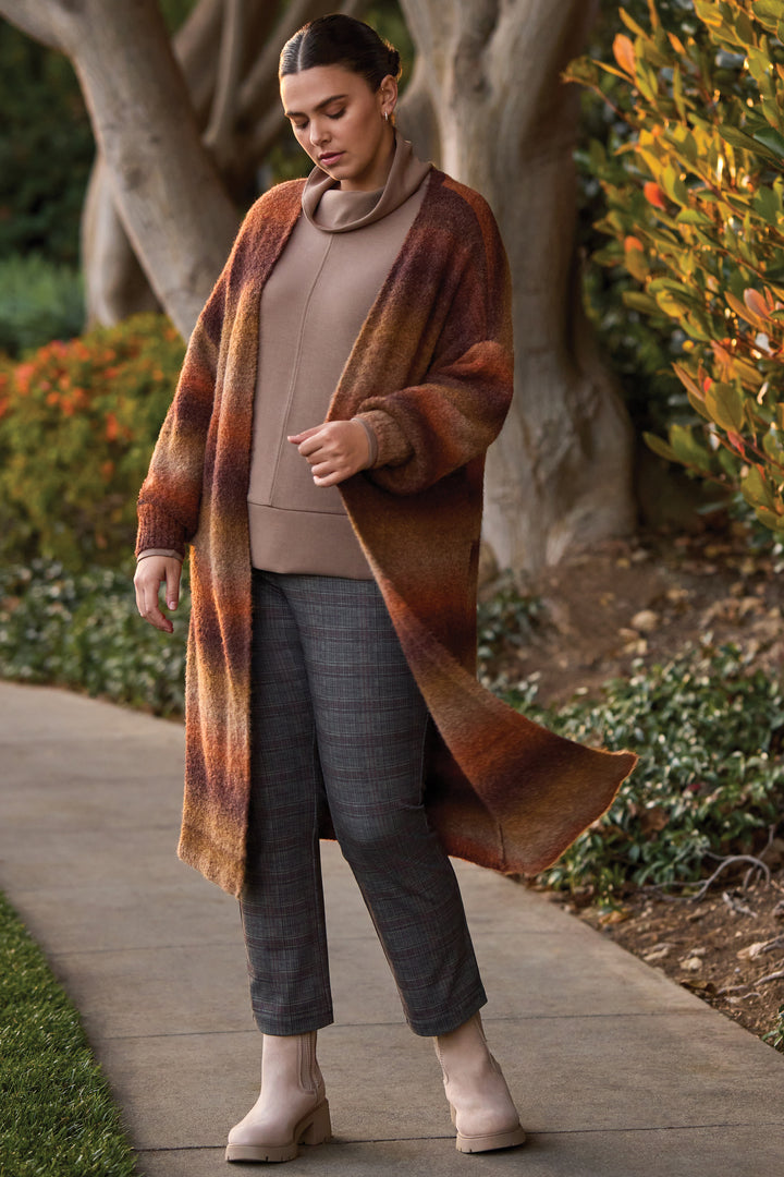 Tribal Long Sweater Cardigan with Puff Sleeves