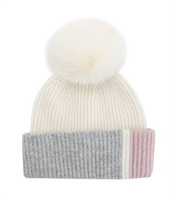 Mitchie's Matchings Colorblock Hat With Fox Pom