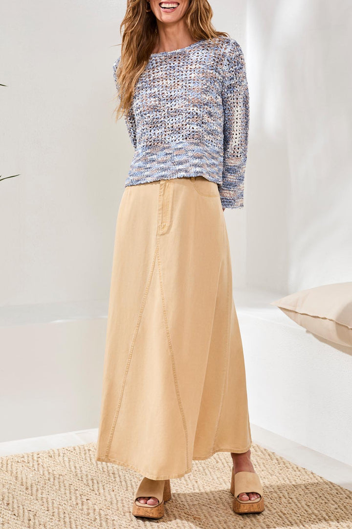 Tribal Open Knit Bell Sleeve Sweater