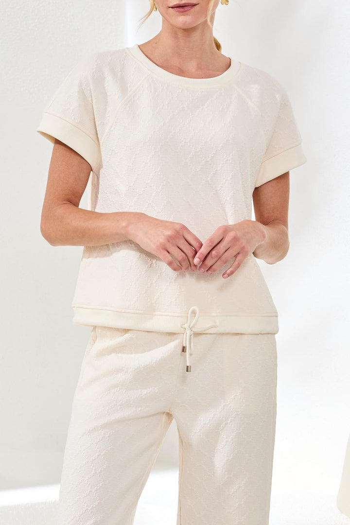 Tribal Crew Neck Top With Drawstring