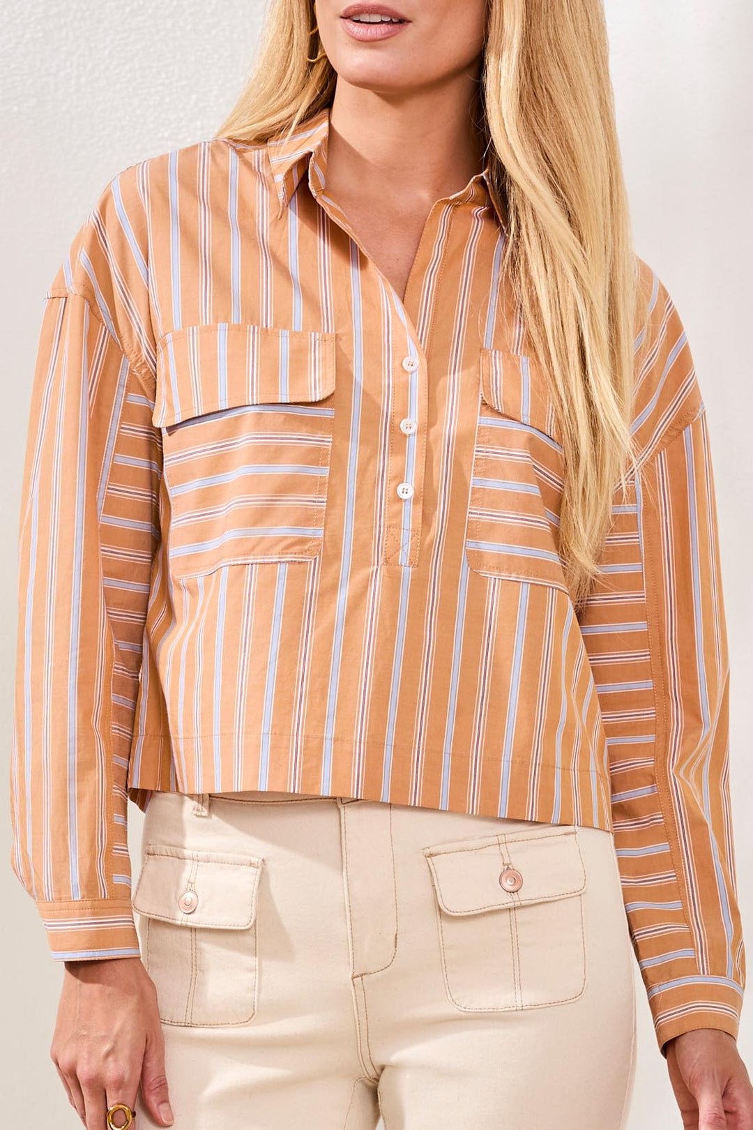 Tribal Drop Shoulder Popover Blouse