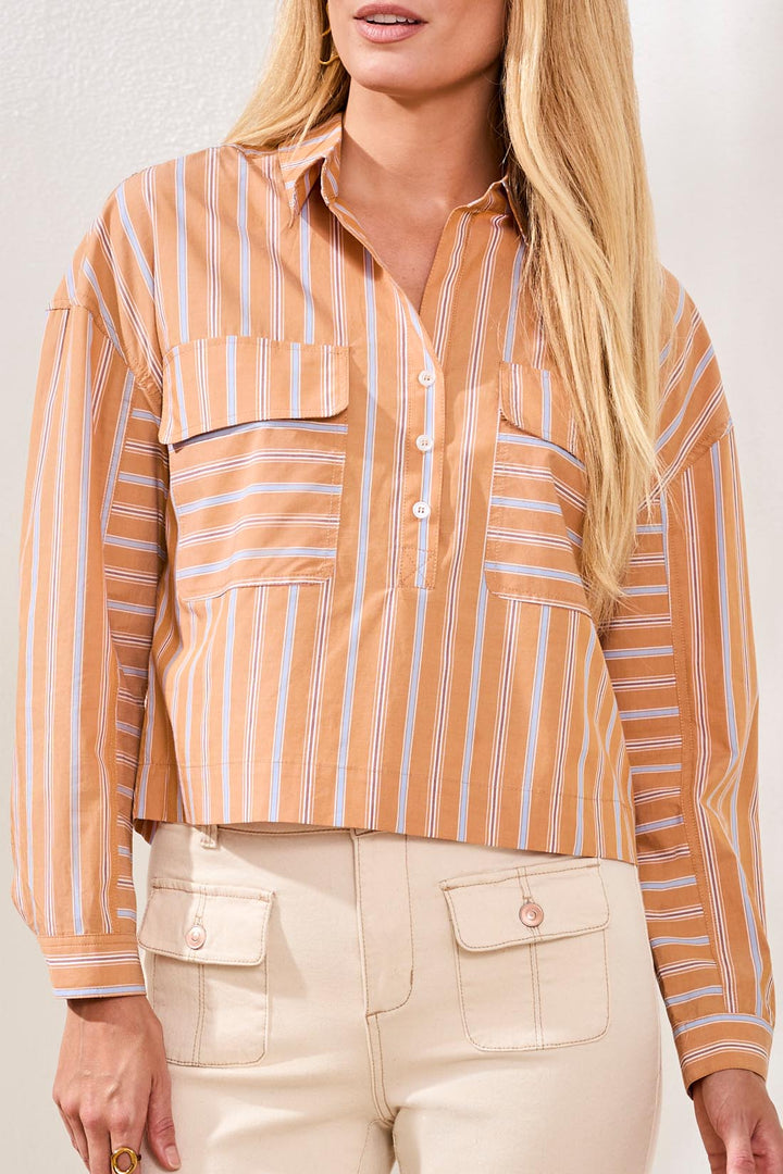 Tribal Drop Shoulder Popover Blouse