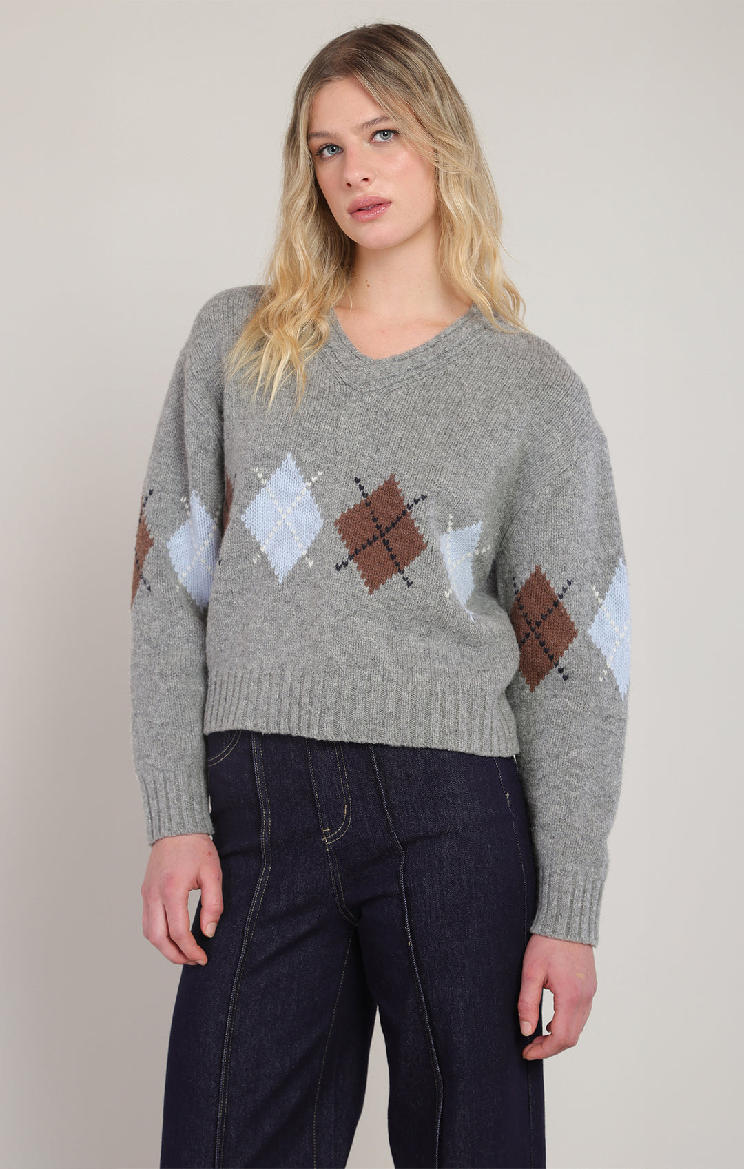 Room34 Argyle Sweater Top