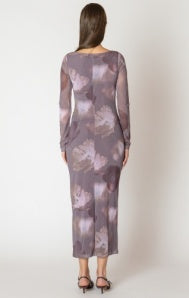 Black Tape Printed Mesh Maxi Dress