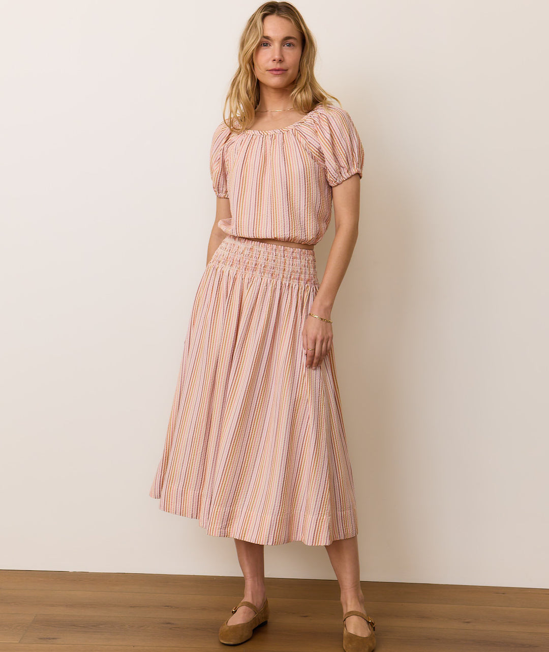 Marine Layer Marella Seersucker Crop Blouse