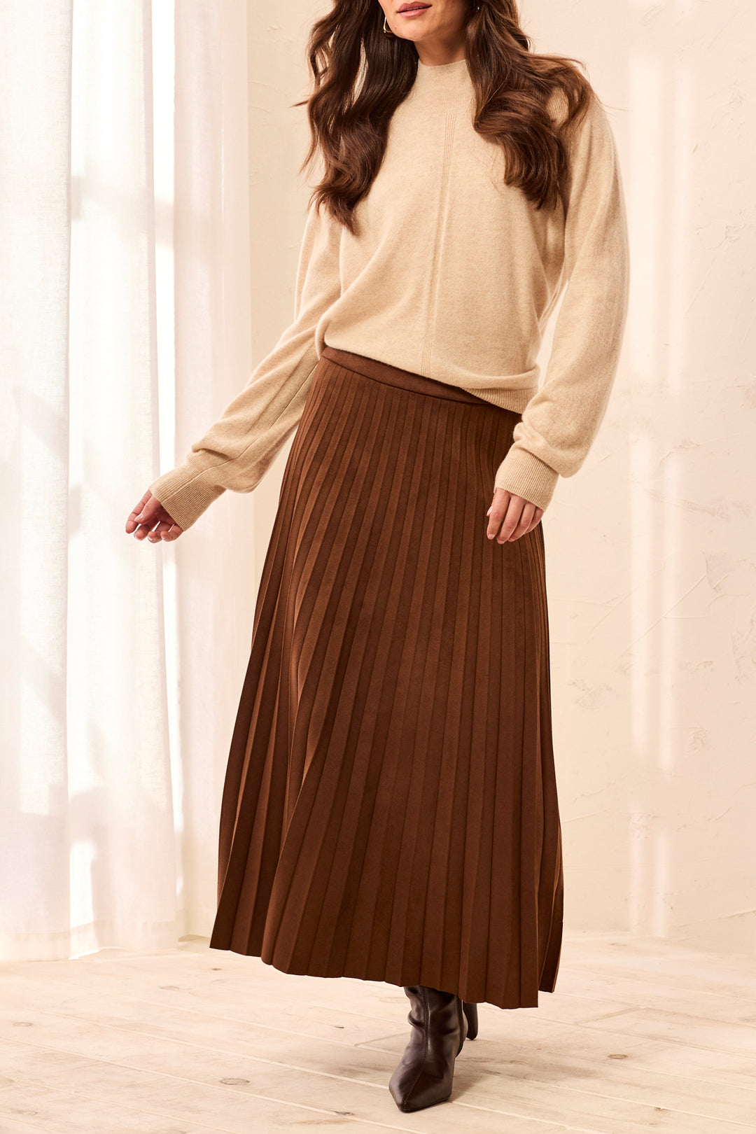 Tribal Pull-On Pleated Maxi Skirt