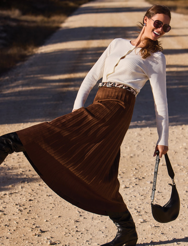 Tribal Pull-On Pleated Maxi Skirt