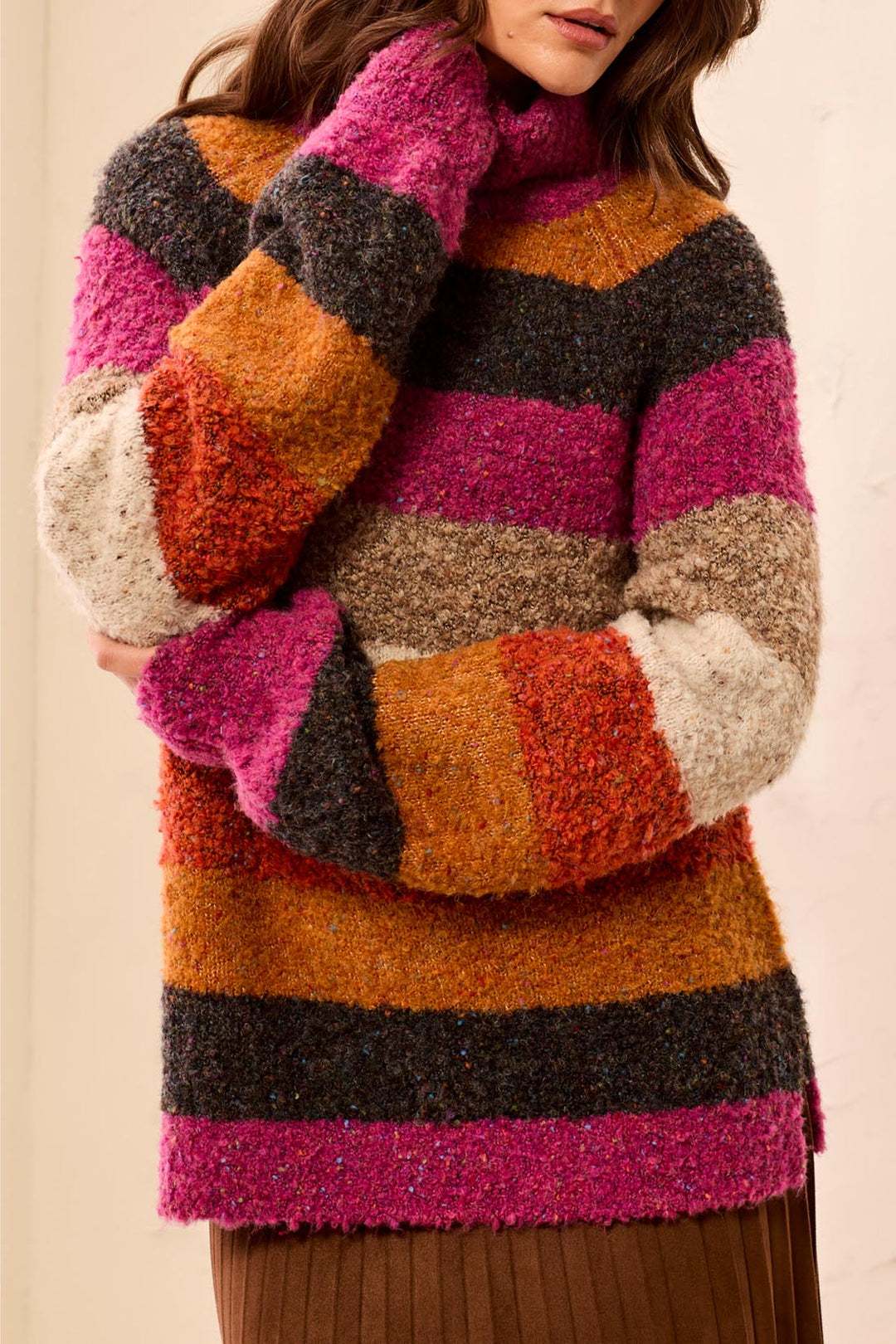Tribal Striped Turtleneck Sweater