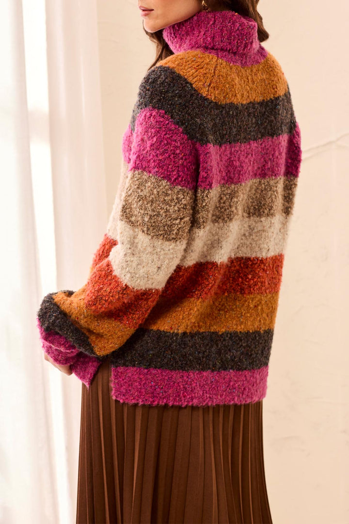 Tribal Striped Turtleneck Sweater