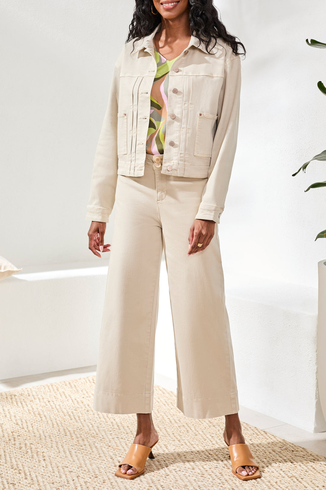 Tribal Button Front Jacket with Back Pleats