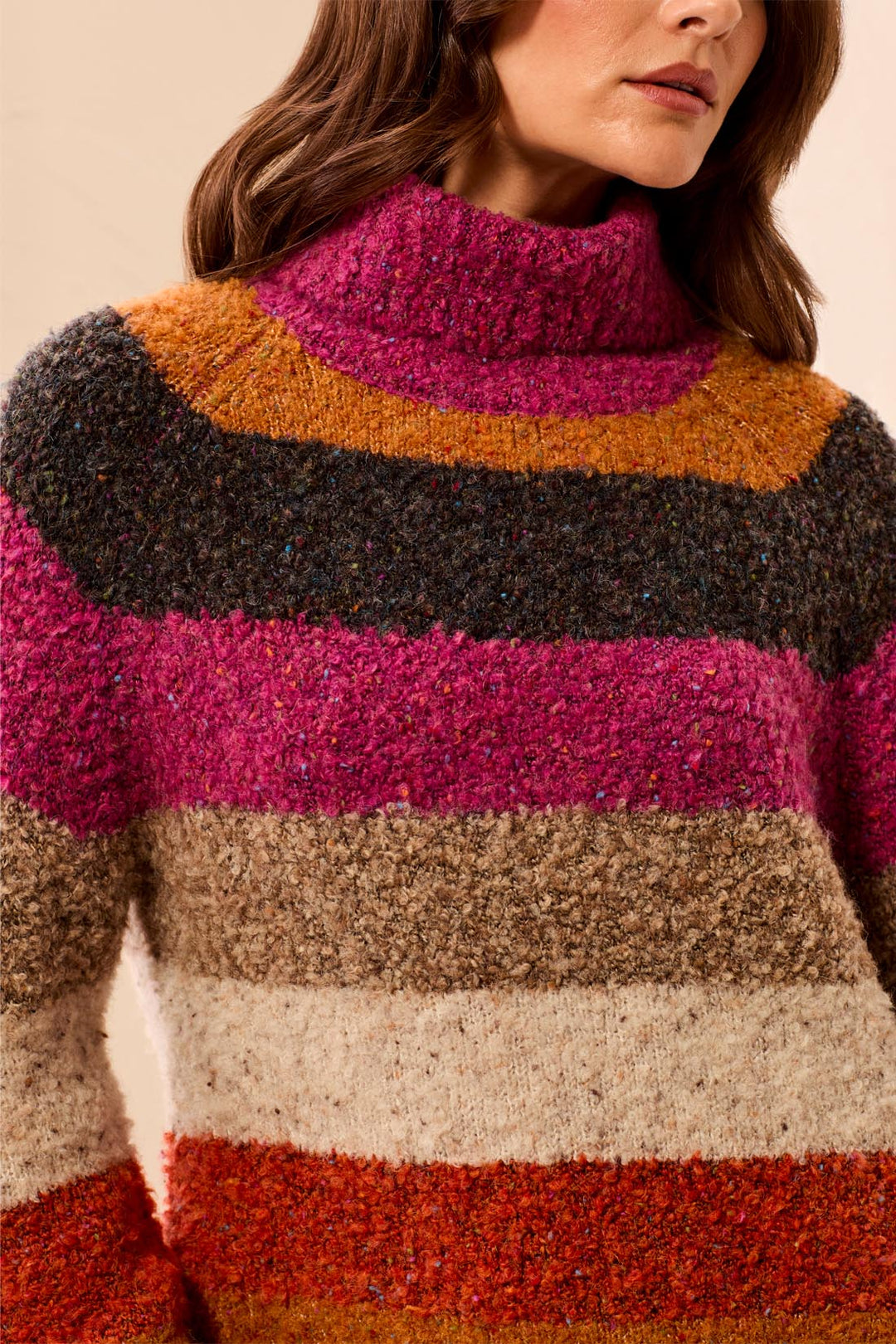 Tribal Striped Turtleneck Sweater