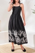 Tribal Embroidered Dress with Tied Shoulder Straps