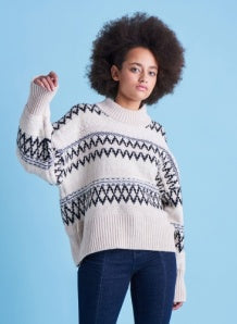 Room 34 by Dex Textured Fairisle Crew Neck Sweater