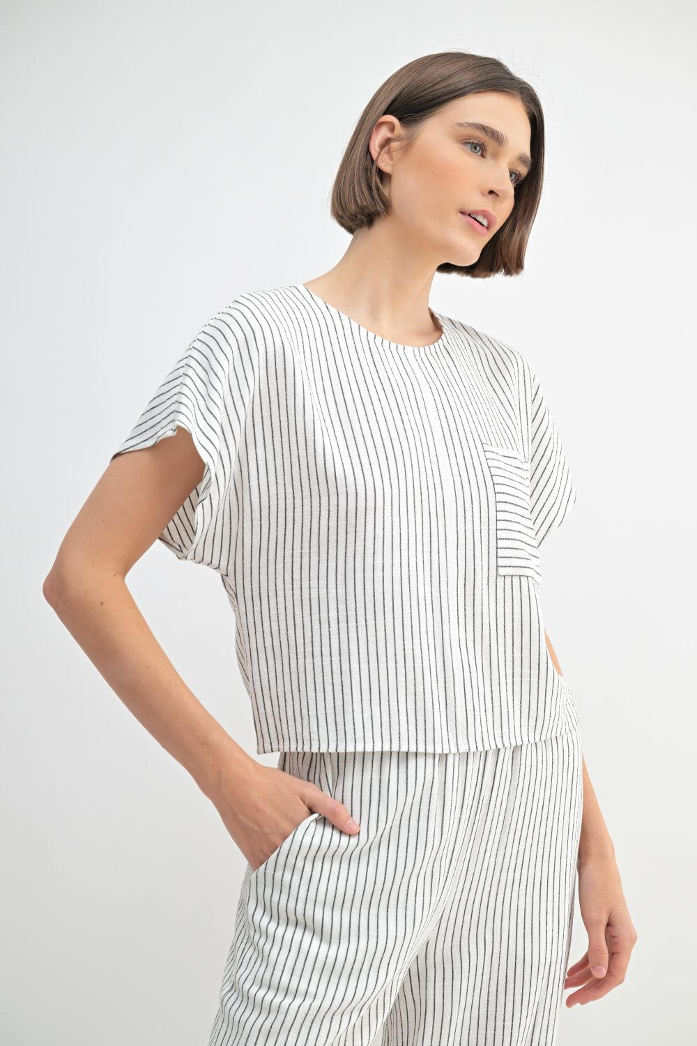 Fun2Fun Stripe Dolman Short Sleeve Top