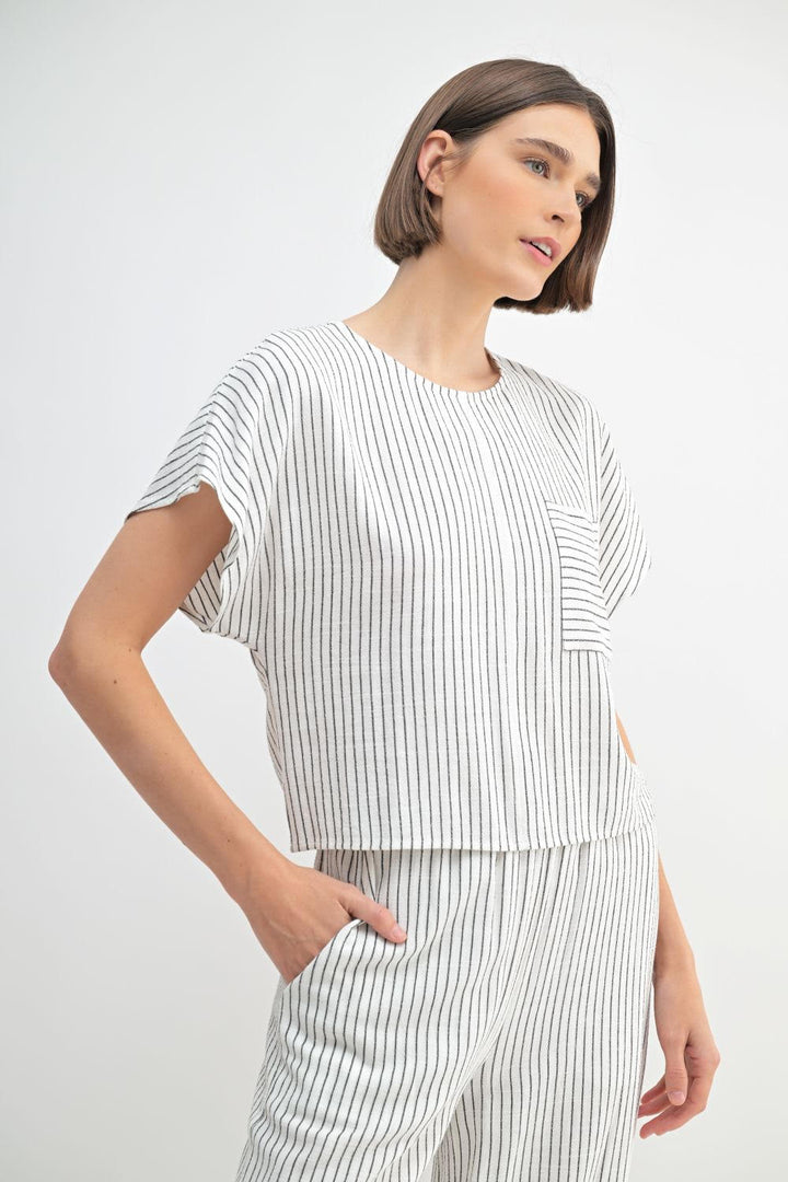 Fun2Fun Stripe Dolman Short Sleeve Top