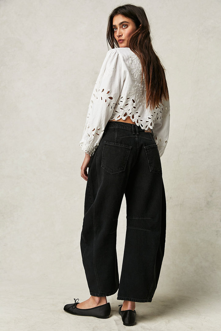 Free People Good Luck Mid Rise Barrel Jean