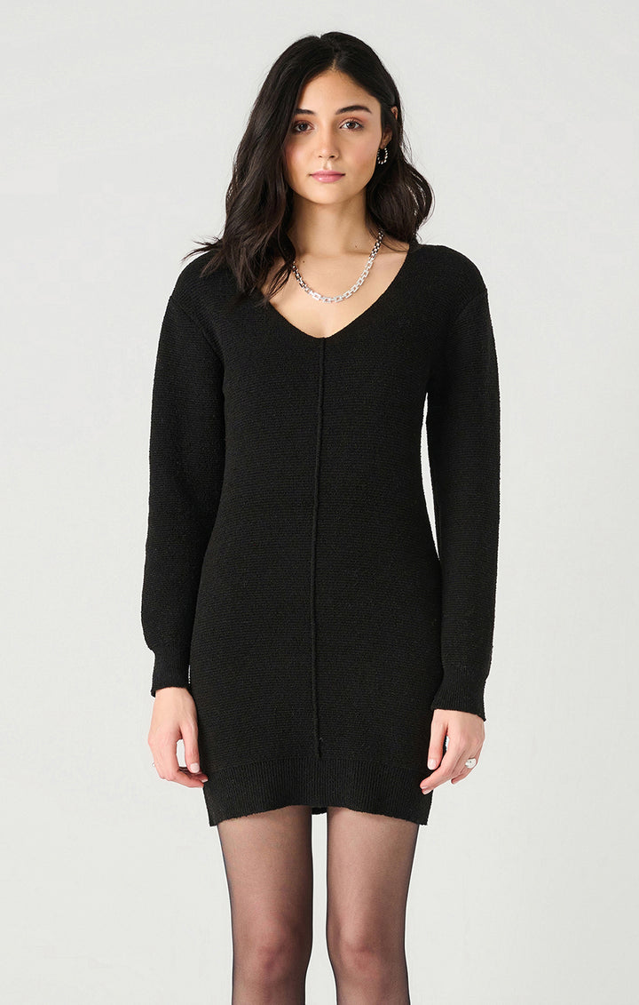 Dex LS V-Neck Ribbed Sweater Dress